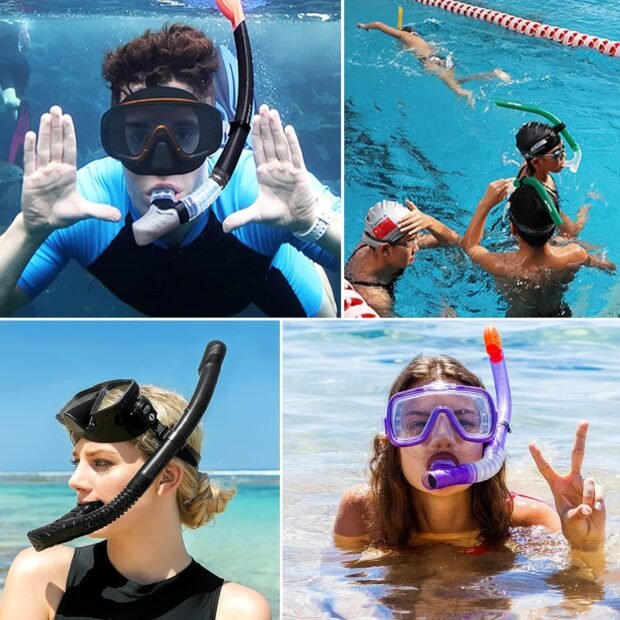 PSMILE Black Portable Soft Silicone Easy-Breath Snorkeling Gear Dry Snorkel Wet Scuba Diving Equipment Freediving Spearfishing Swimming Mouthpiece