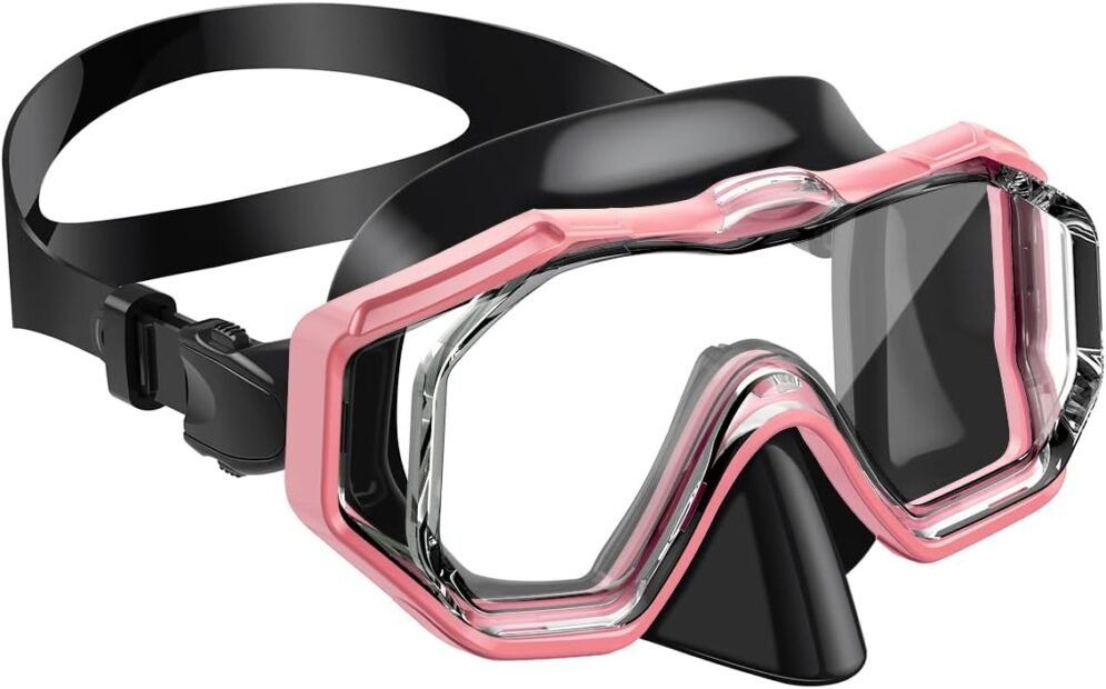 WSTOO Swim Goggles with Nose Cover,Latest HD 3-Window Wide Vision Lens Snorkel Mask Anti-Fog Anti-Leak for Adults and Youth Swimming Snorkeling Diving